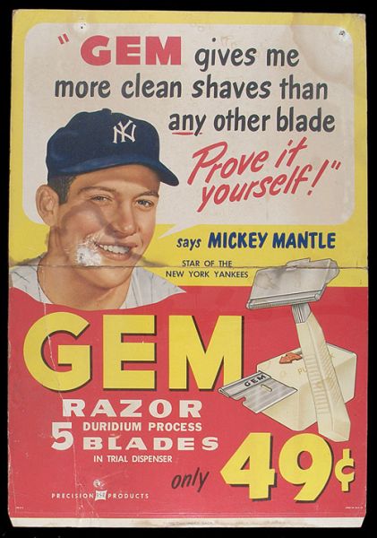 1953 Mickey Mantle Gem Razor Blades